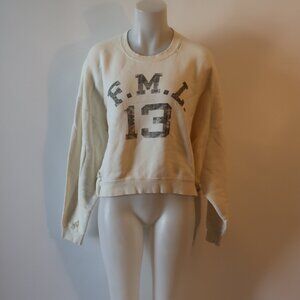 R13 Cream F.M.L. 13 Cropped Sweatshirt
